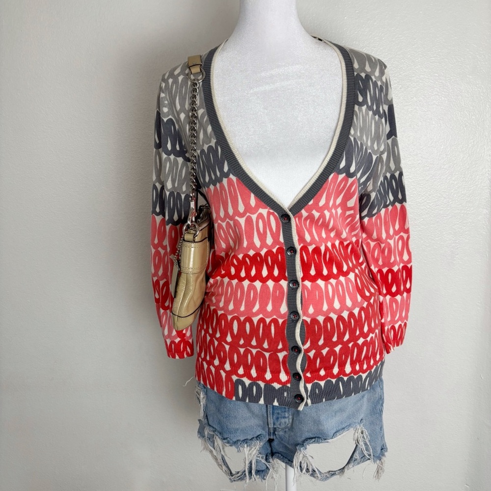 Field Flower by Wendi Reed Printed Cotton-Cashmere Cardigan M